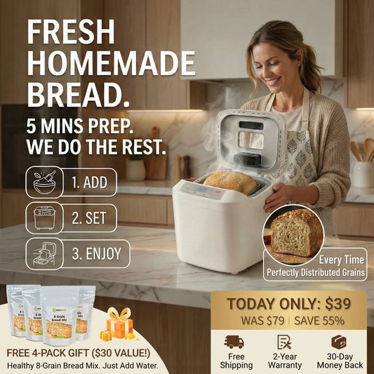Multi-Function Bread Maker: 7 Bread Types, Smart Timer, Auto Dispenser
