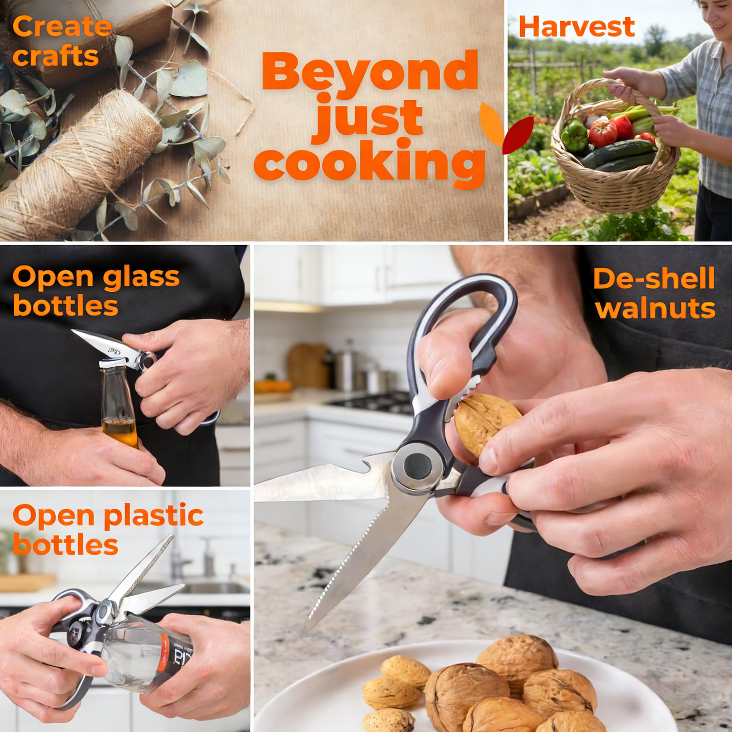 2-Pack Pro Heavy-Duty Kitchen Scissors Set, Multipurpose Stainless Steel Utility Shears