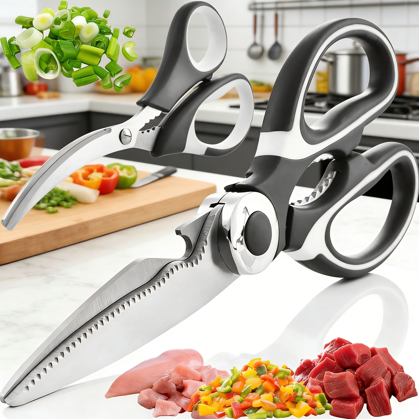 2-Pack Pro Heavy-Duty Kitchen Scissors Set, Multipurpose Stainless Steel Utility Shears