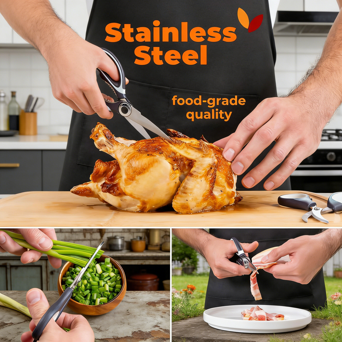 2-Pack Pro Heavy-Duty Kitchen Scissors Set, Multipurpose Stainless Steel Utility Shears