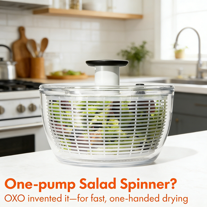 One-Pump Salad Spinner with Brake, Large Capacity Vegetable Dryer