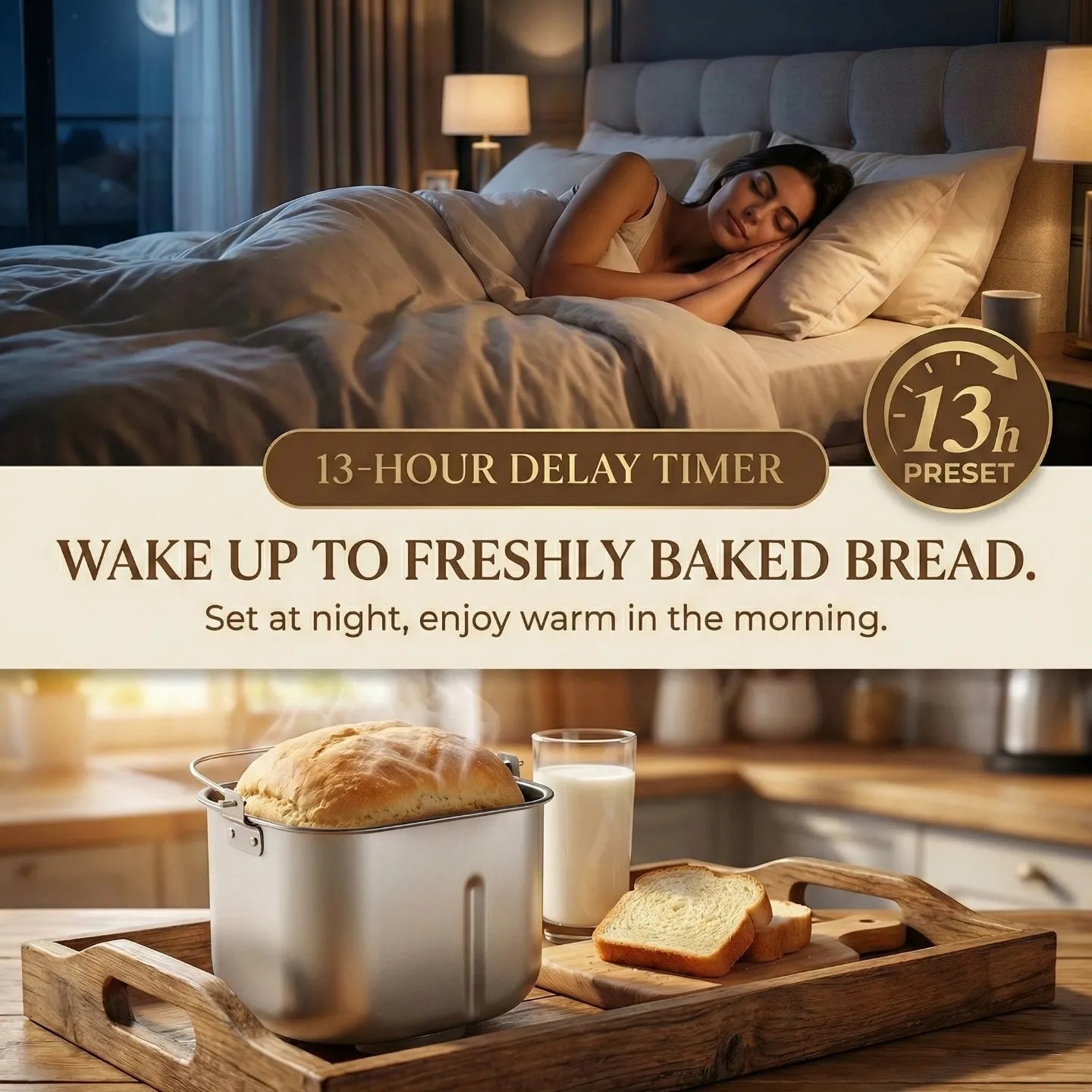 Multi-Function Bread Maker: 7 Bread Types, Smart Timer, Auto Dispenser