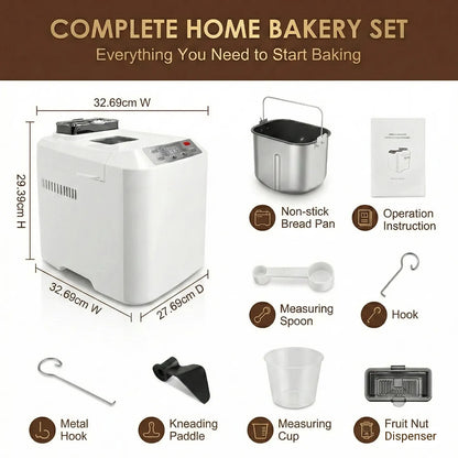 Multi-Function Bread Maker: 7 Bread Types, Smart Timer, Auto Dispenser