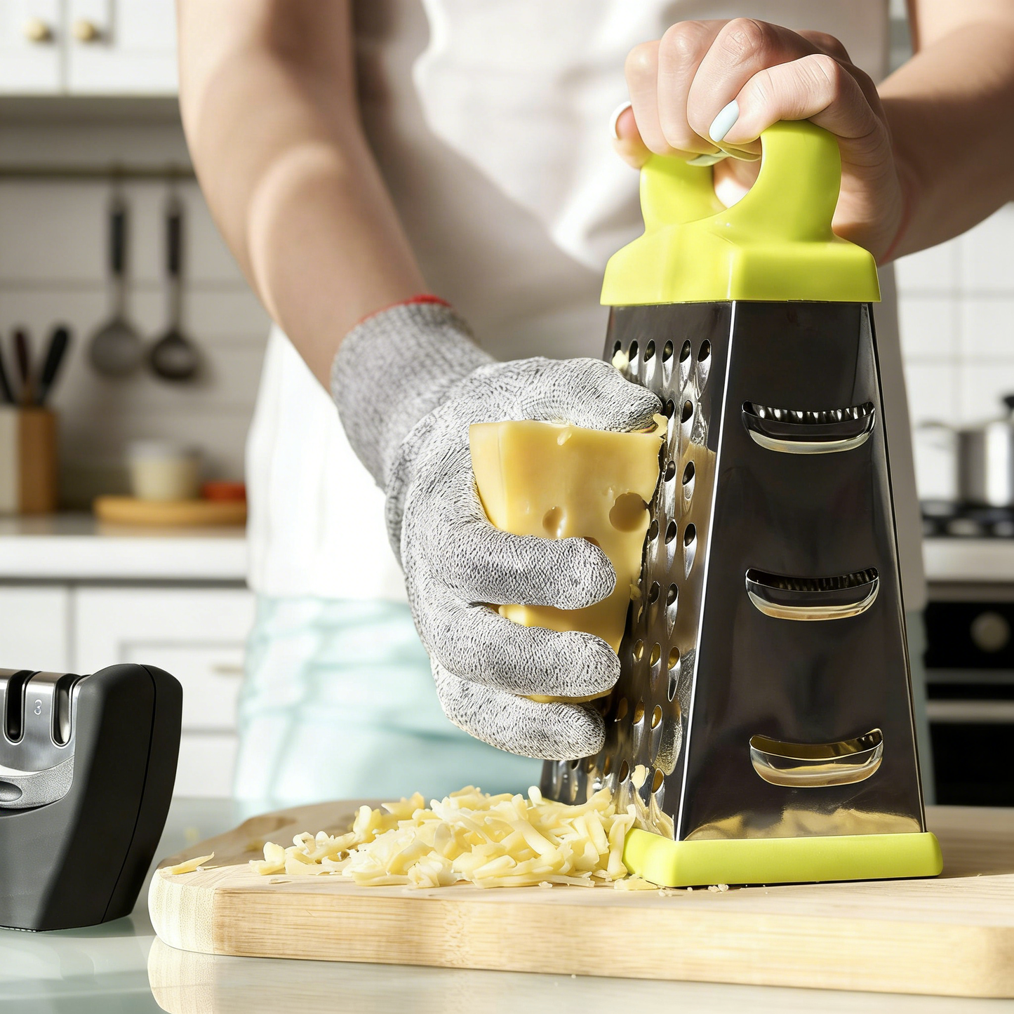 4-Stage Knife Sharpener with Cut-Resistant Glove, Professional Kitchen Sharpening Tool