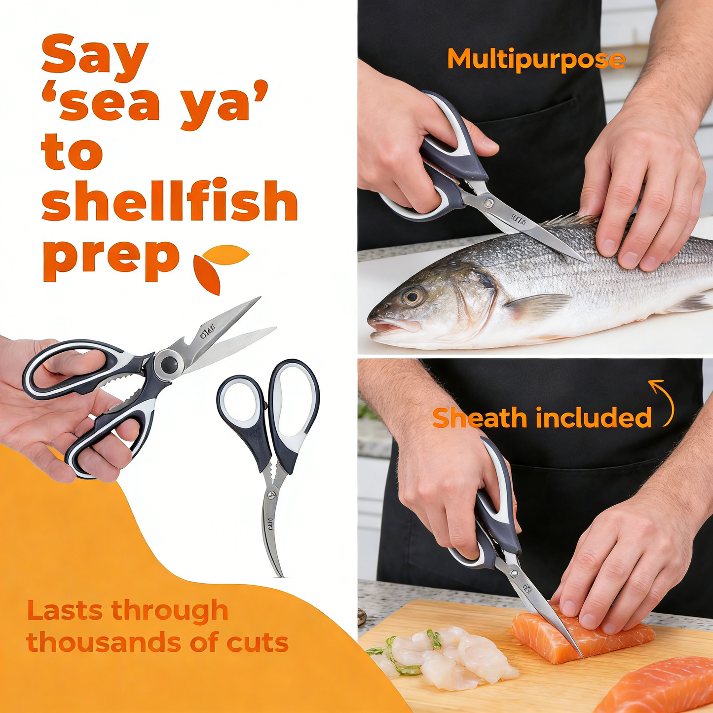 2-Pack Pro Heavy-Duty Kitchen Scissors Set, Multipurpose Stainless Steel Utility Shears