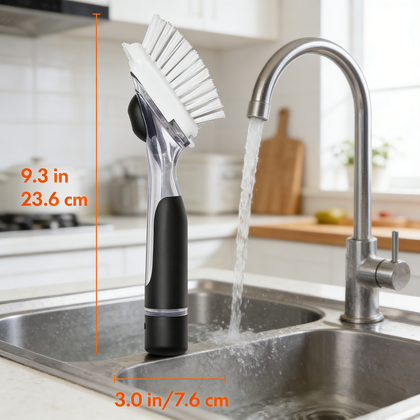 Soap Dispensing Dish Brush, Kitchen Cleaning Scrubber with Non-Slip Grip
