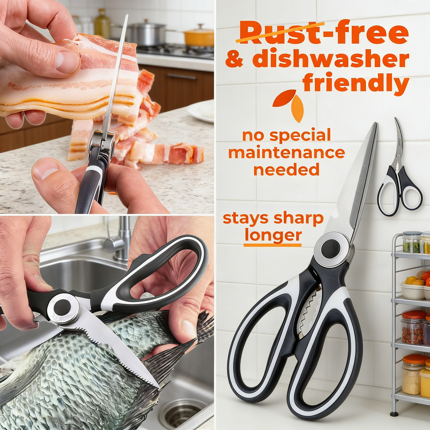 2-Pack Pro Heavy-Duty Kitchen Scissors Set, Multipurpose Stainless Steel Utility Shears