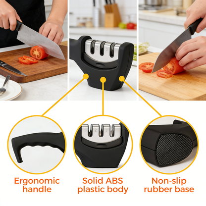 4-Stage Knife Sharpener with Cut-Resistant Glove, Professional Kitchen Sharpening Tool